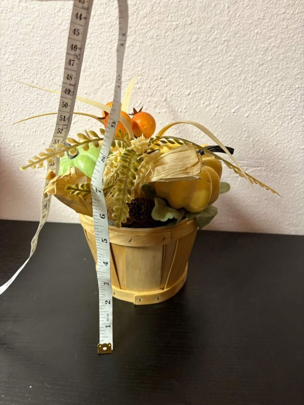 Fall Pumpkin Basket Centerpiece Rustic Harvest Decor Mini Wooden Bucket